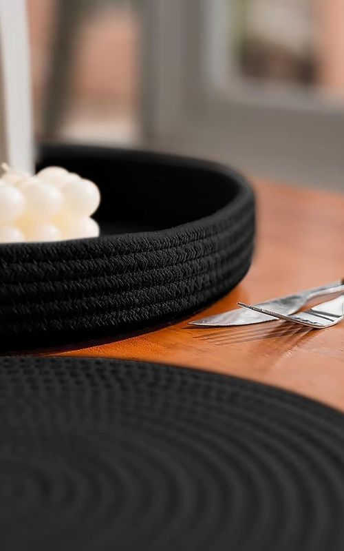 Set of 4 Woven Cotton Rope Round Placemats for Plates