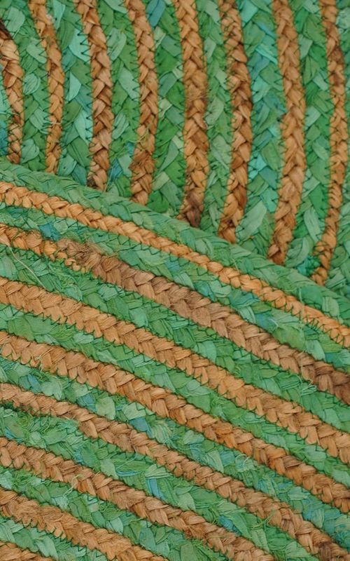 Green Jute Rectangular Rug Geometric Pattern | Handwoven Natural Fiber Area Carpet