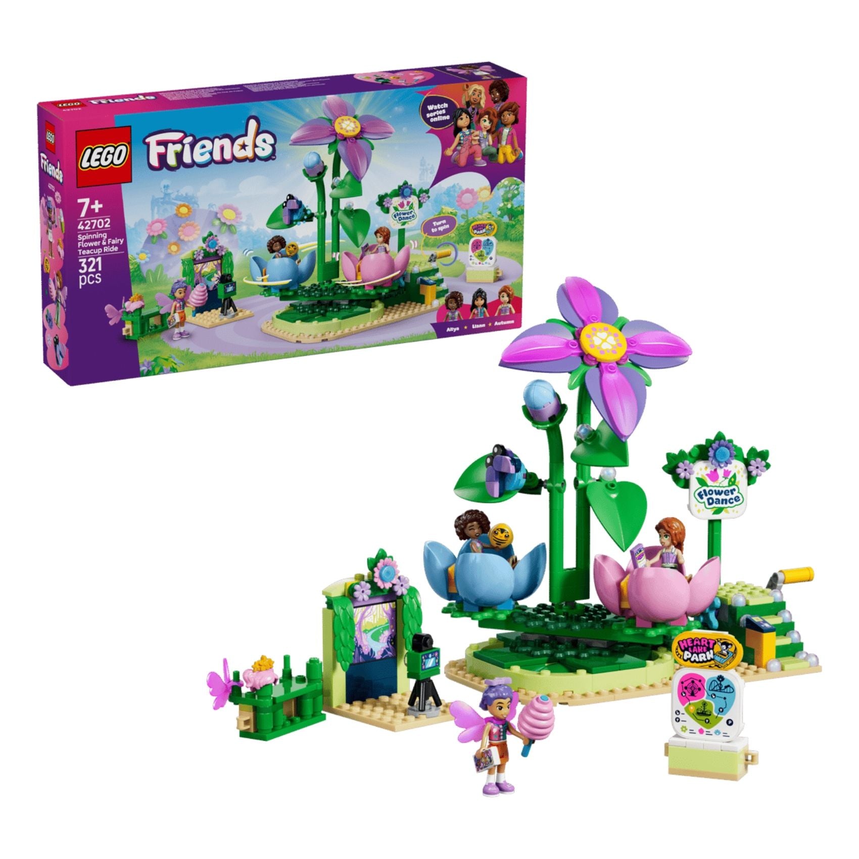 LEGO Friends 42702 Spinning Flower & Fairy Teacup Building Toy Set, 321 Pieces for Girls and Boys Ages 7 Years and Above