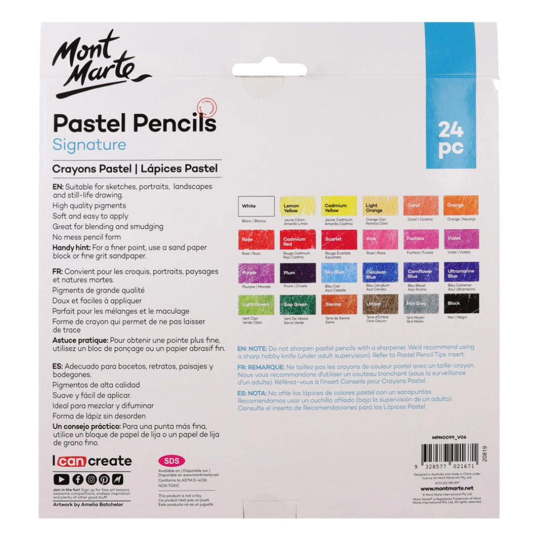 Mont Marte Pastel Pencil Signature, 24-Pieces, MPN0099