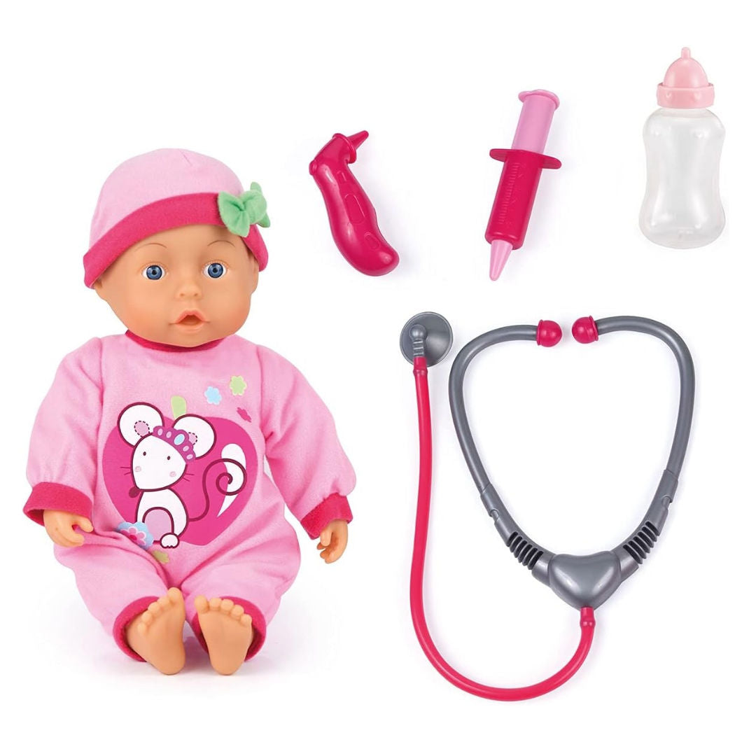 bayer Doctor Set, Doll With 24 Baby Sounds, 33cm