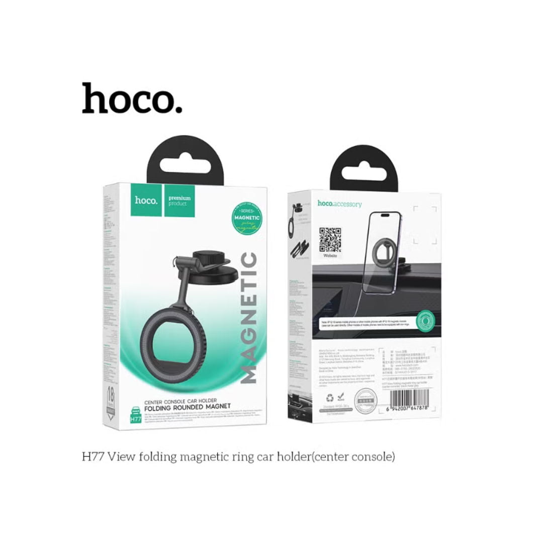 Hoco H77 View Folding Magnetic Ring Car Holder, Center Console