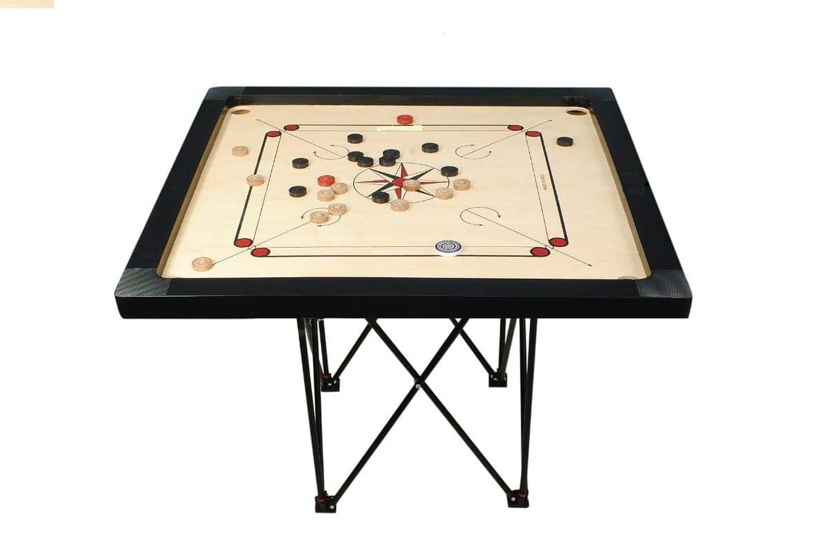 Foldable Adjustable Carrom Board Stand Black Color