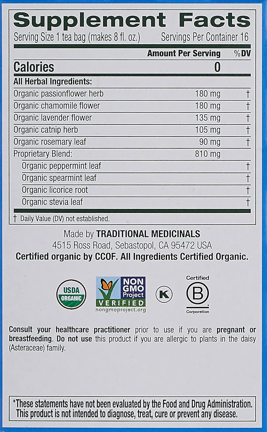 Traditional Medicinals, Cup Of Calm, 16 Bags
