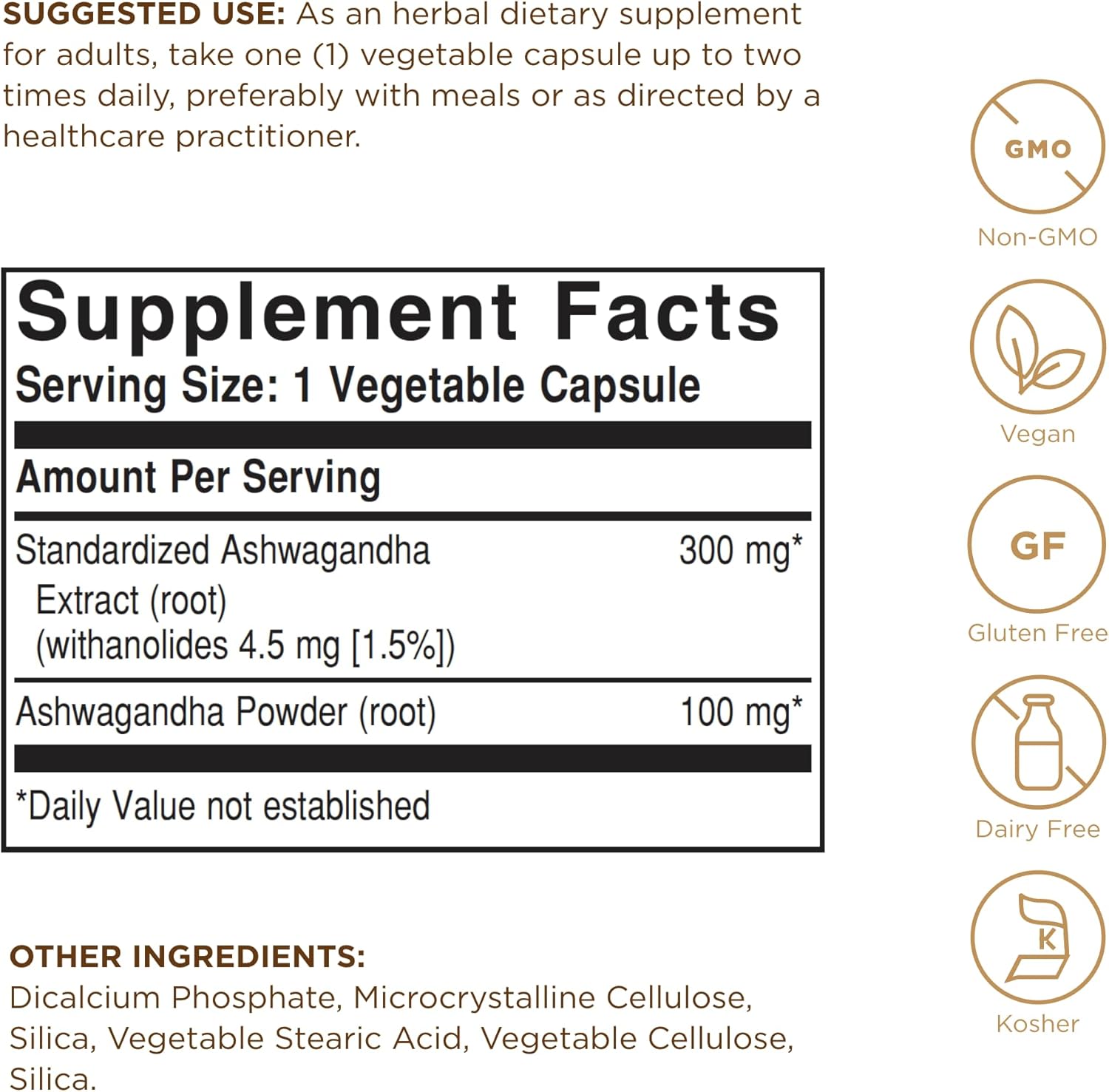 Solgar Standardized Full Potency Ashwagandha Root Extract Vegetable Capsules, 60 Count