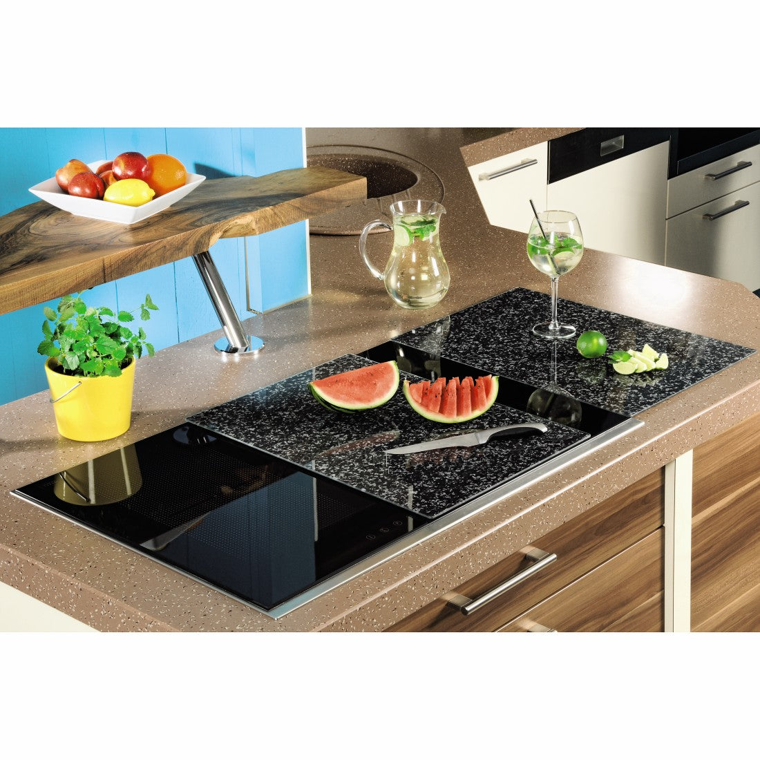 XAVAX 111020 Hob cover plate, pack of 2, "Granite" design, 52 cm x 30 cm