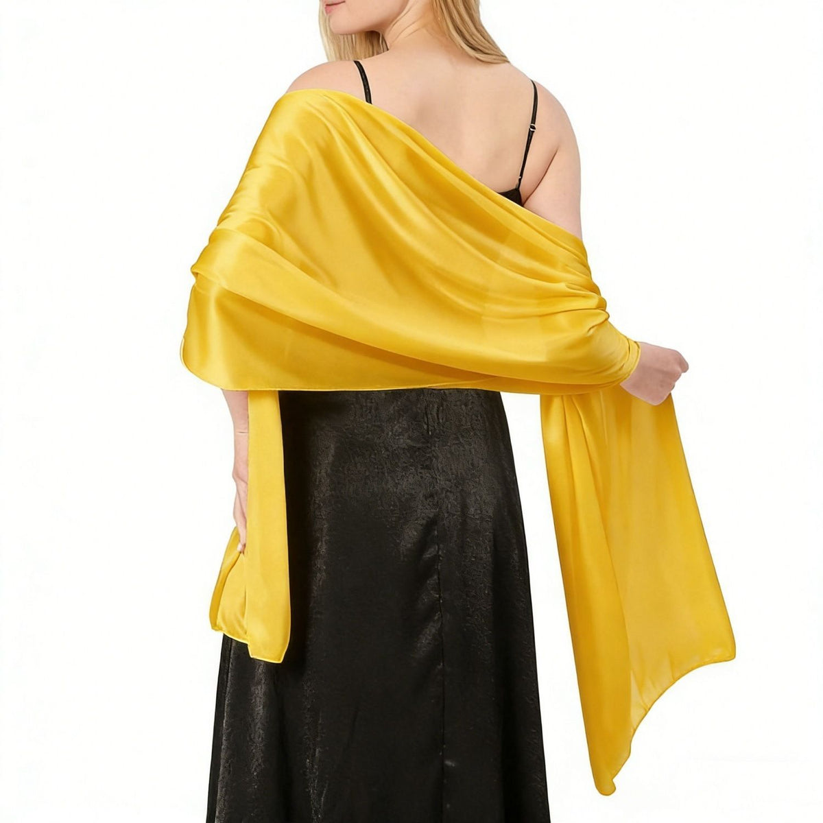 Gold Satin Shawl Wrap for Women Evening Wedding Dress
