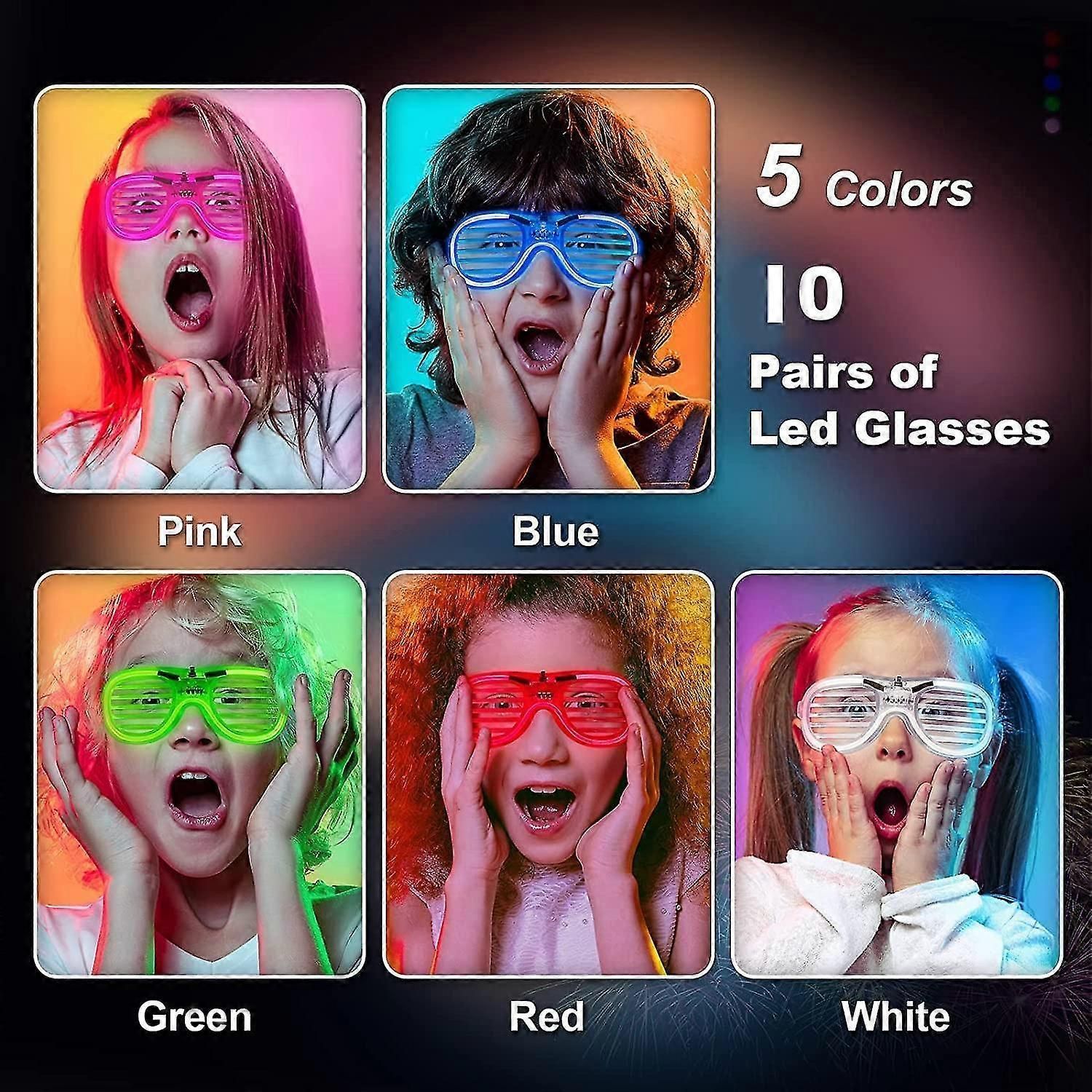 10pcs Light Up Glasses With 20 Glow Sticks, Led Glasses Glow In The Dark Party Supplies For Kids Adults, Neon Party Supplies For Birthday Party