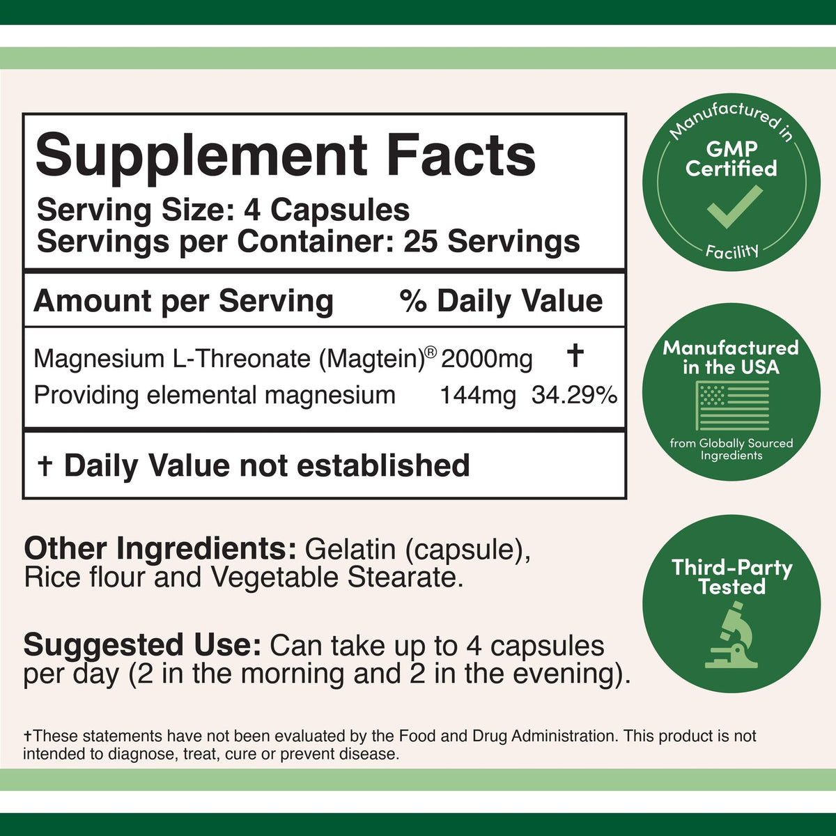 DoubleWood Supplements Magnesium L-Threonate 100 Capsules