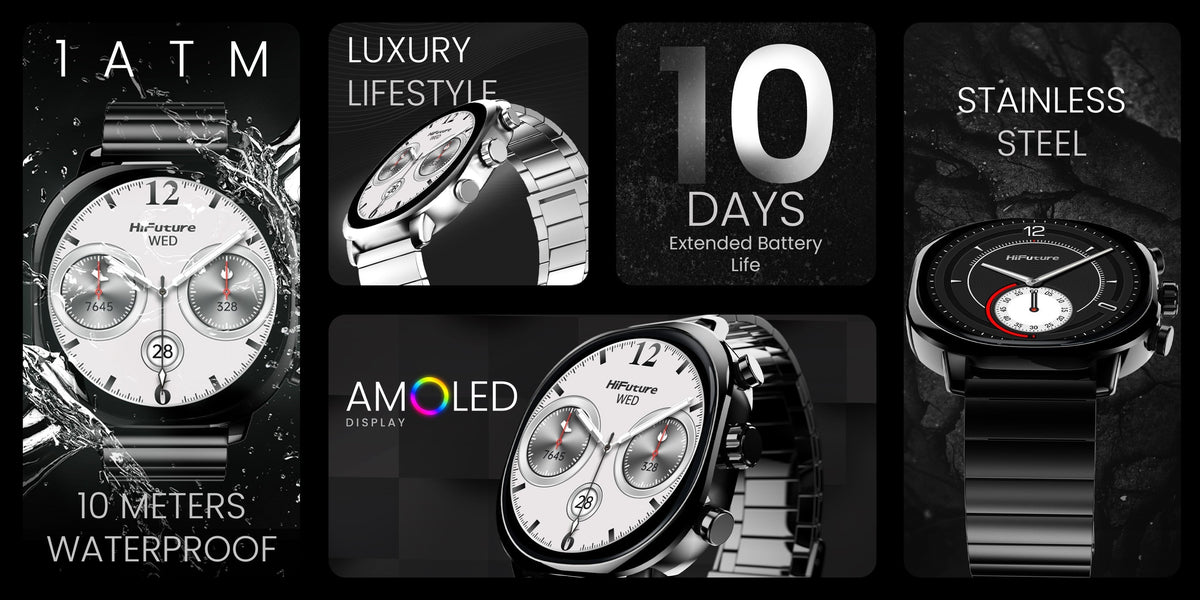 HiFuture AIX Amoled Stainless Steel wireless Calling Smartwatch -  Black