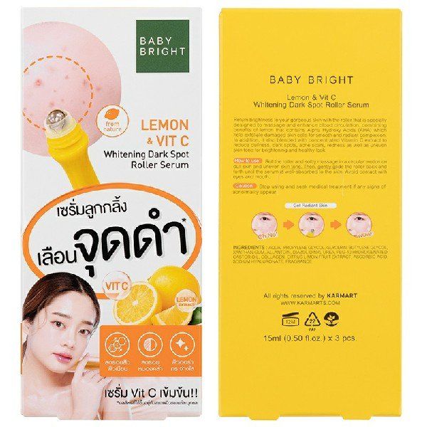 LEMON & VITC WHITENING DARK SPOT ROLLER SERUM 15ML BABY BRIGHT (F) (Y2022)