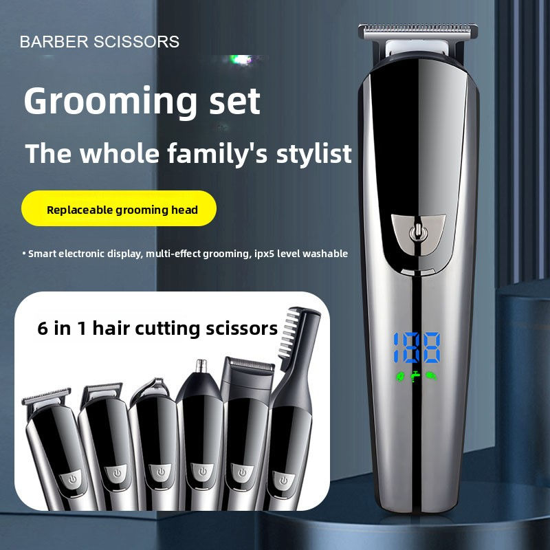 5-in-1 Multi-Functional Hair Clipper Set for Men USB Rechargeable Silver