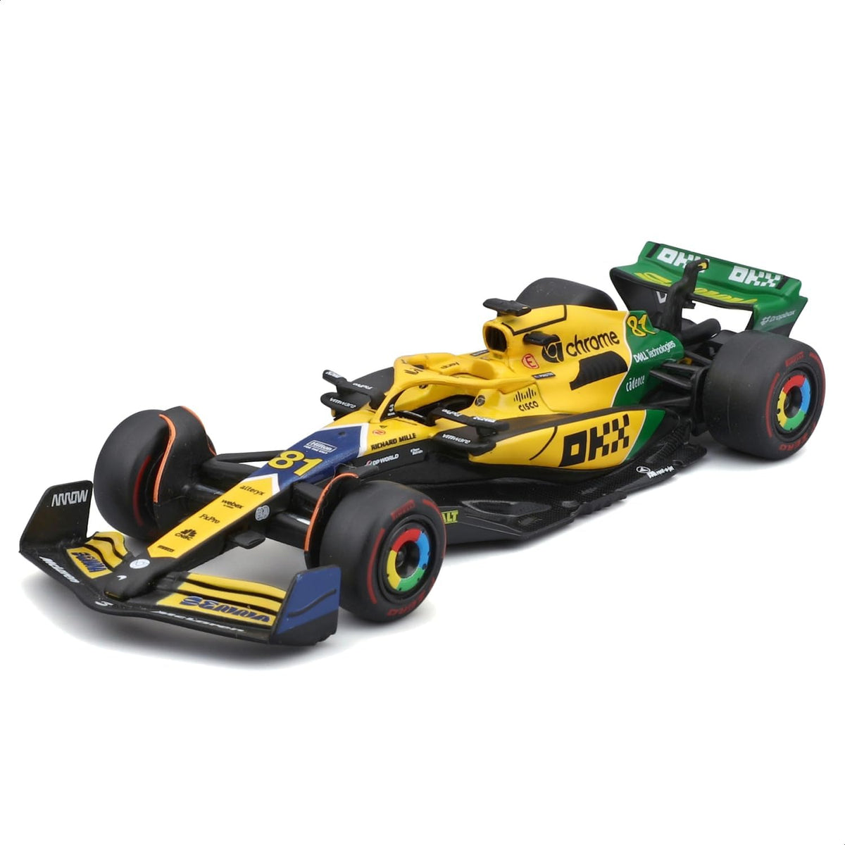 Bburago Metal Formula, Racing F1 Season 2022, McLaren Lando Norris Die-Cast Cars Set, 1:43, Pack of 7