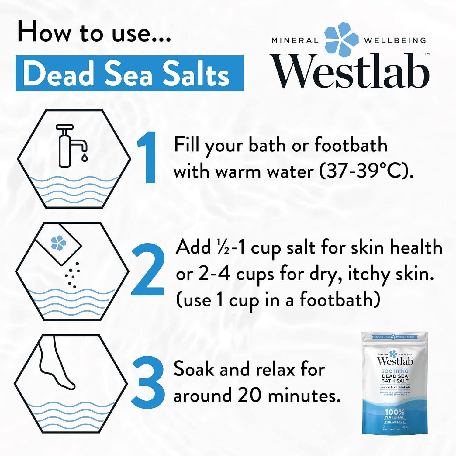 Westlab 100% Pure Soothing Dead Sea Salt, 1 Kg