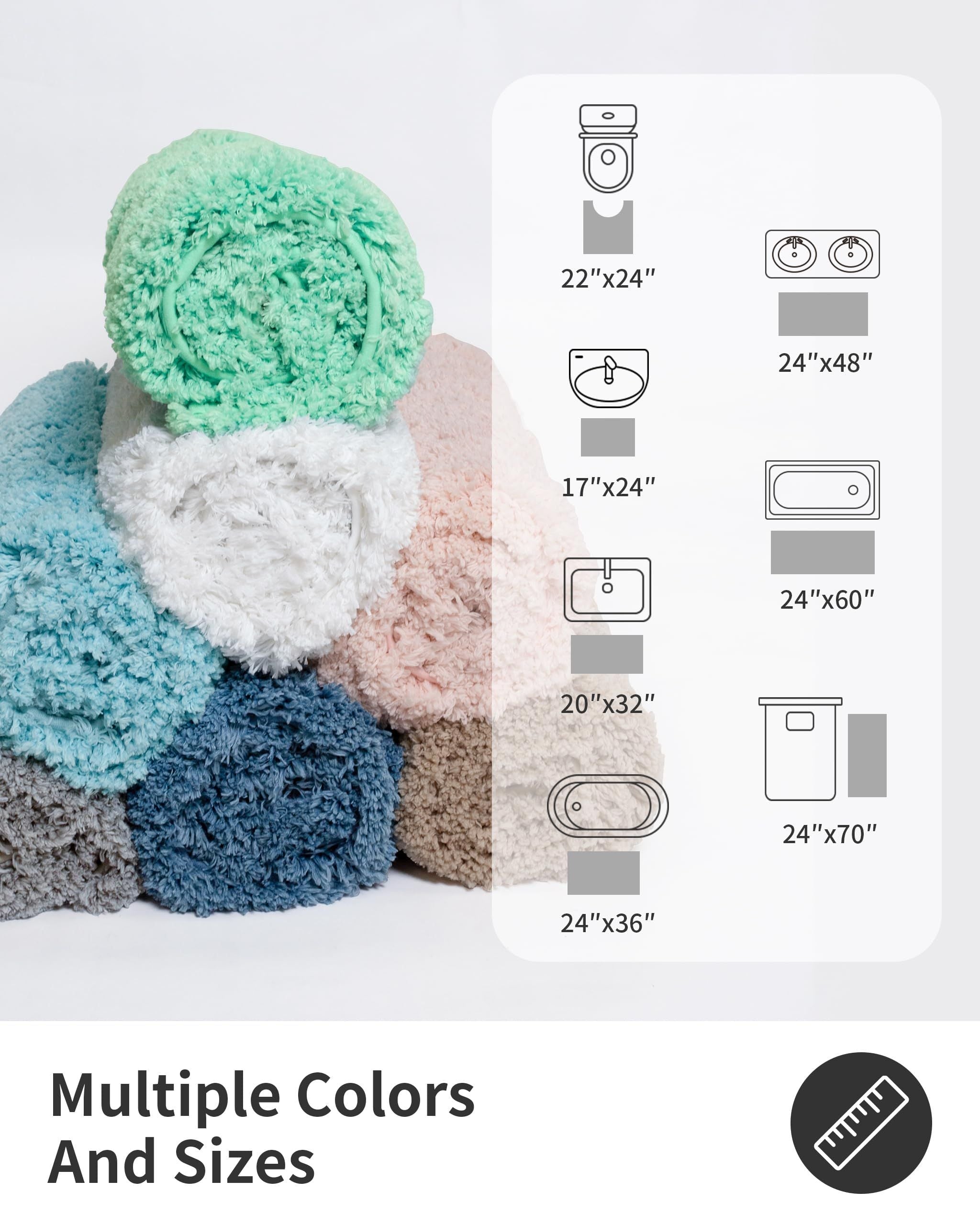 AIESY® Super Absorbent Washable Non Slip Thick Bath Mats
