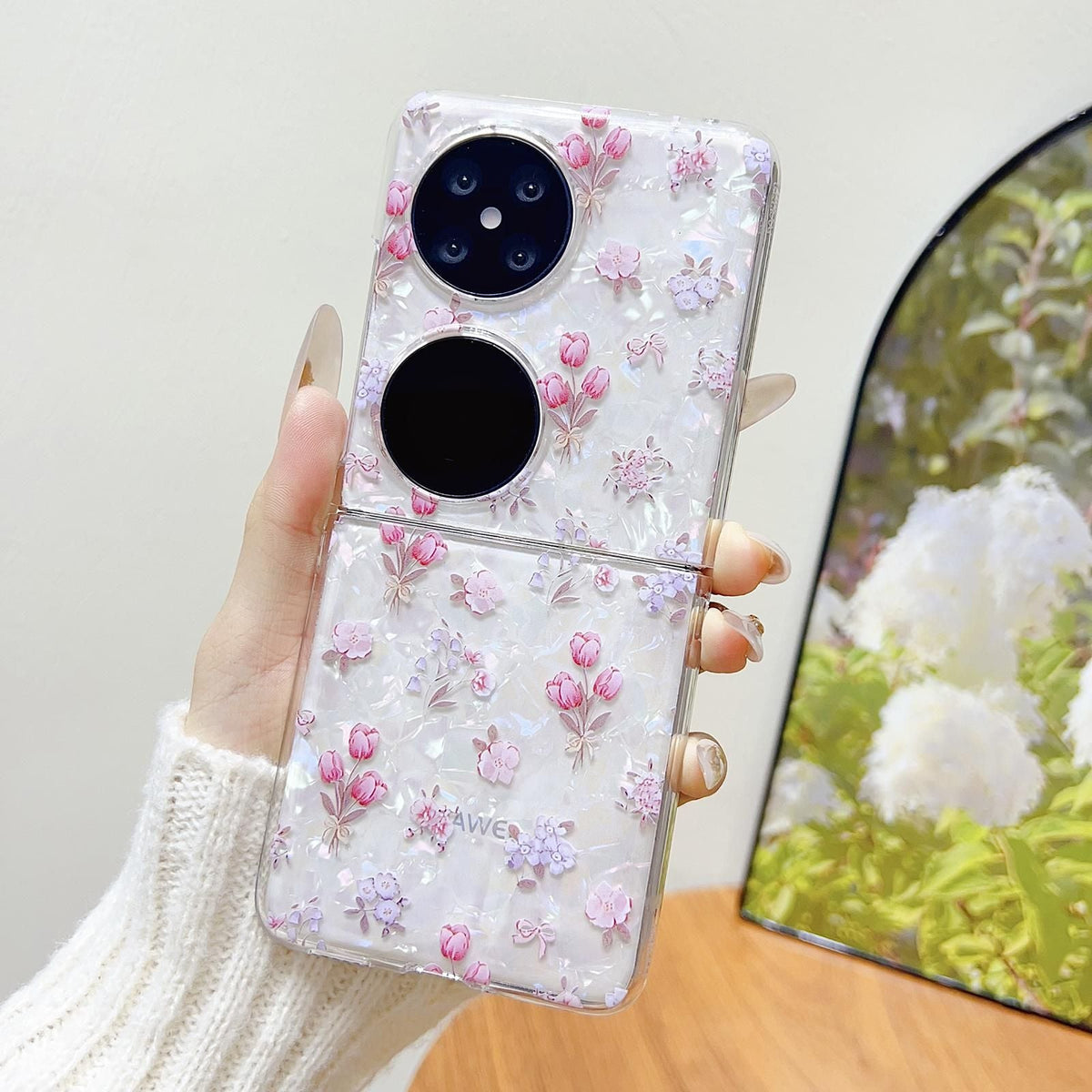 Flower Pattern PC Case For Huawei P50 Pocket