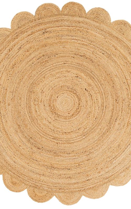 Handmade Scalloped Round Jute Rug – Natural Eco-Friendly Boho Area Rug
