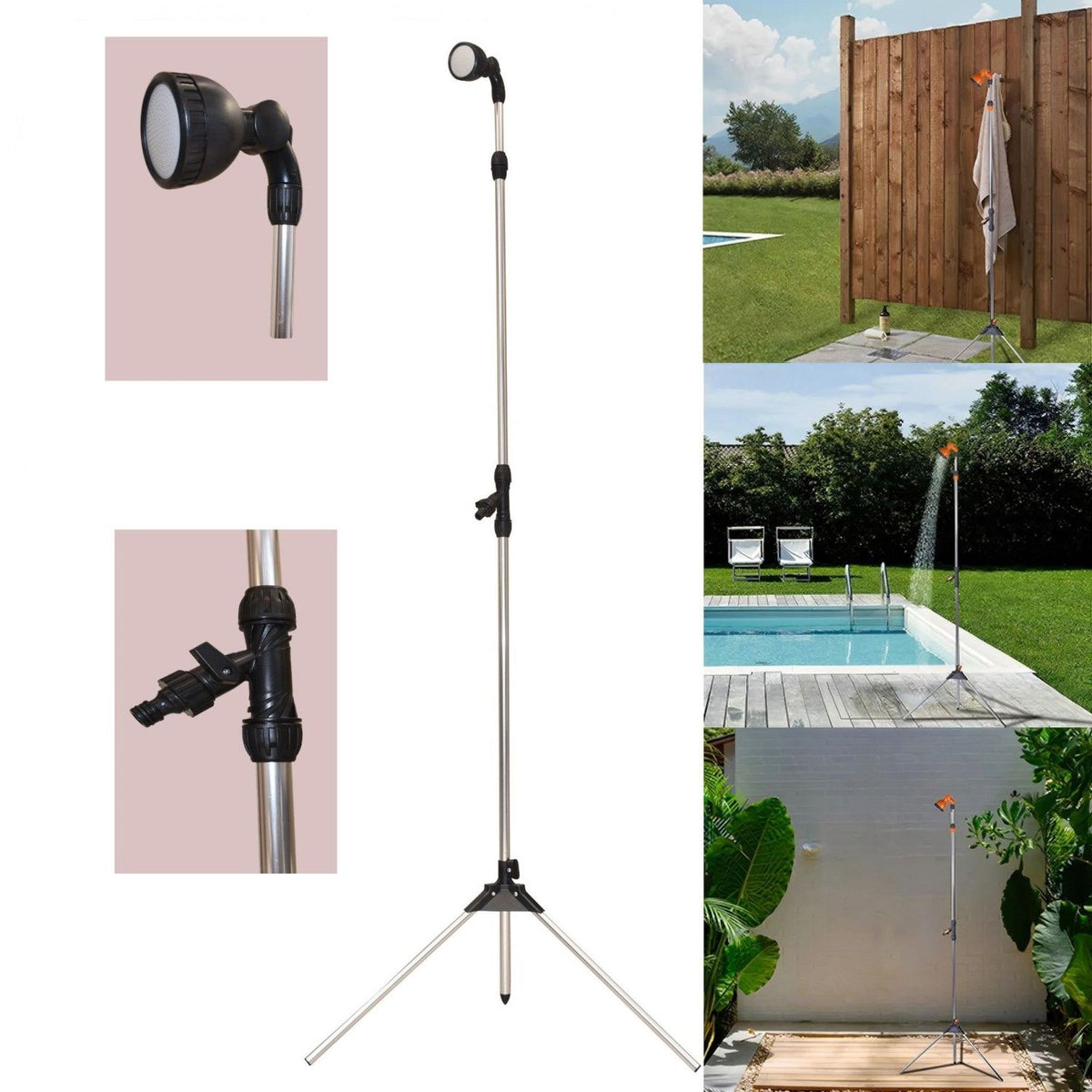 Portable Height Adjustable Garden Shower 1.6-2.15m