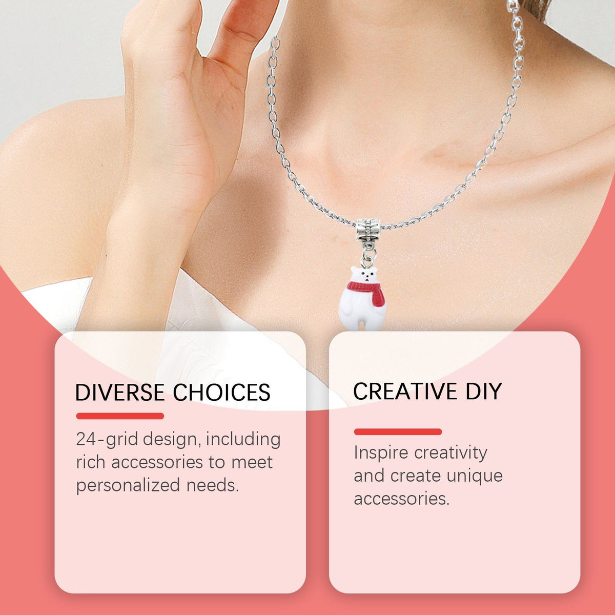 24 Grid Christmas DIY Necklace Bracelet Blind Box, Creative Jewelry Gift Set ,1set