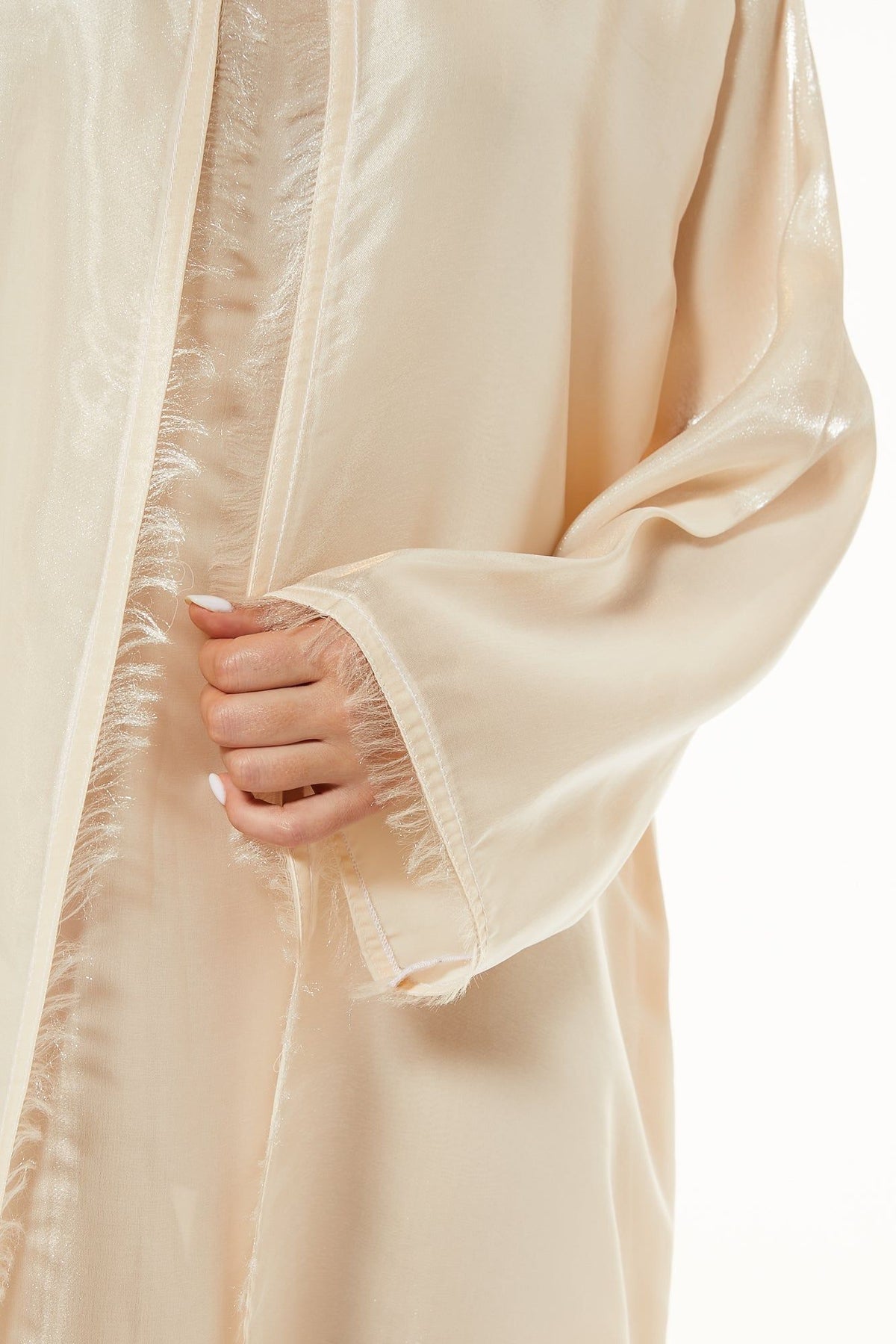 MOiSTREET Beige Organza Abaya Set