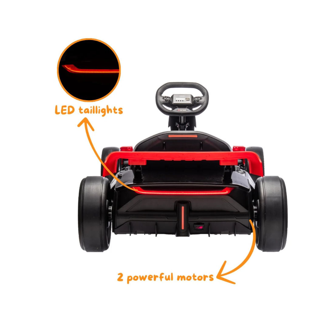 Audi Sport Drifting Ride-On Go Kart, 24V, Red, For Ages 4+ Years to 12+ Years