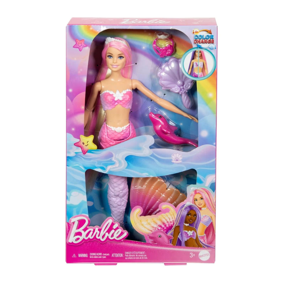 Barbie Malibu Color Changing Mermaid Doll with Accessories, 3+ Years