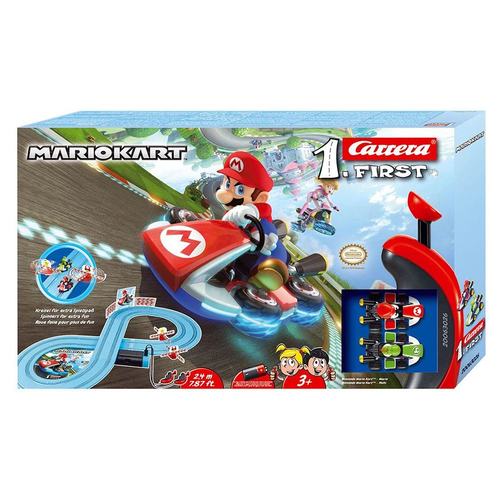 Carrera First Mario Kart Racing Set with Mario & Yoshi Slot Cars 1:50, Red/Green, 3+ years