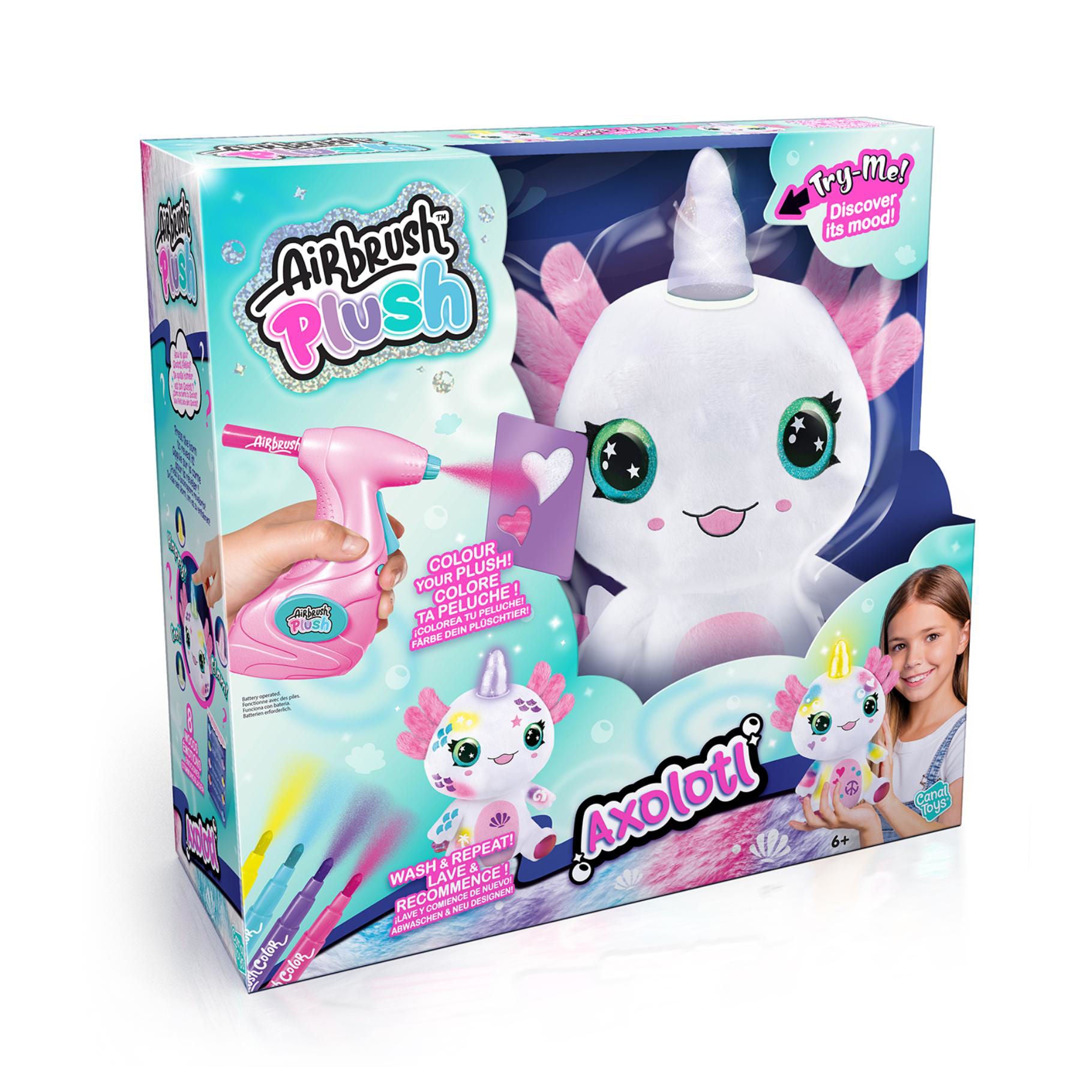 Canal Toys Airbrush Plush Axolotl Light-Up DIY Activity Kit
