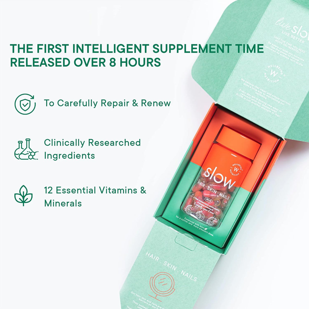 Wellbeing Nutrition Slow Hair,skin,nails 60n