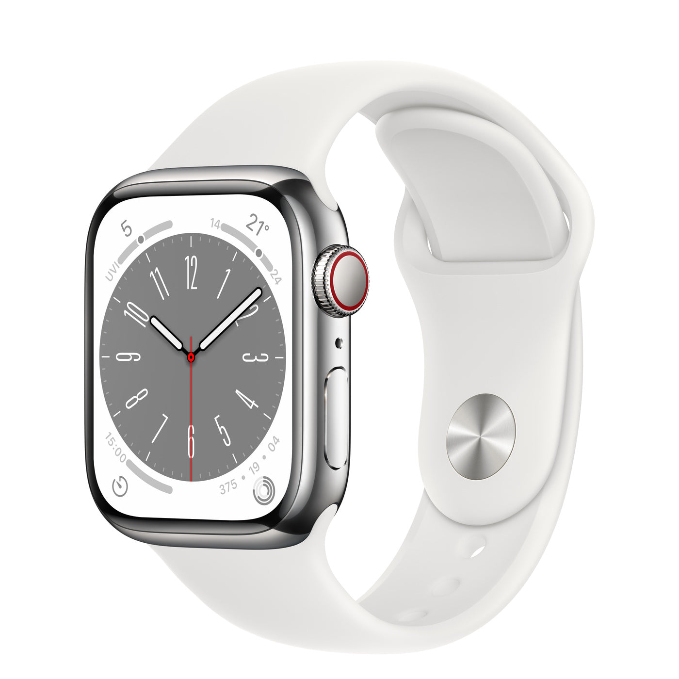 Series 8 GPS + Cellular 41mm Stainless Steel Case with Sport Band