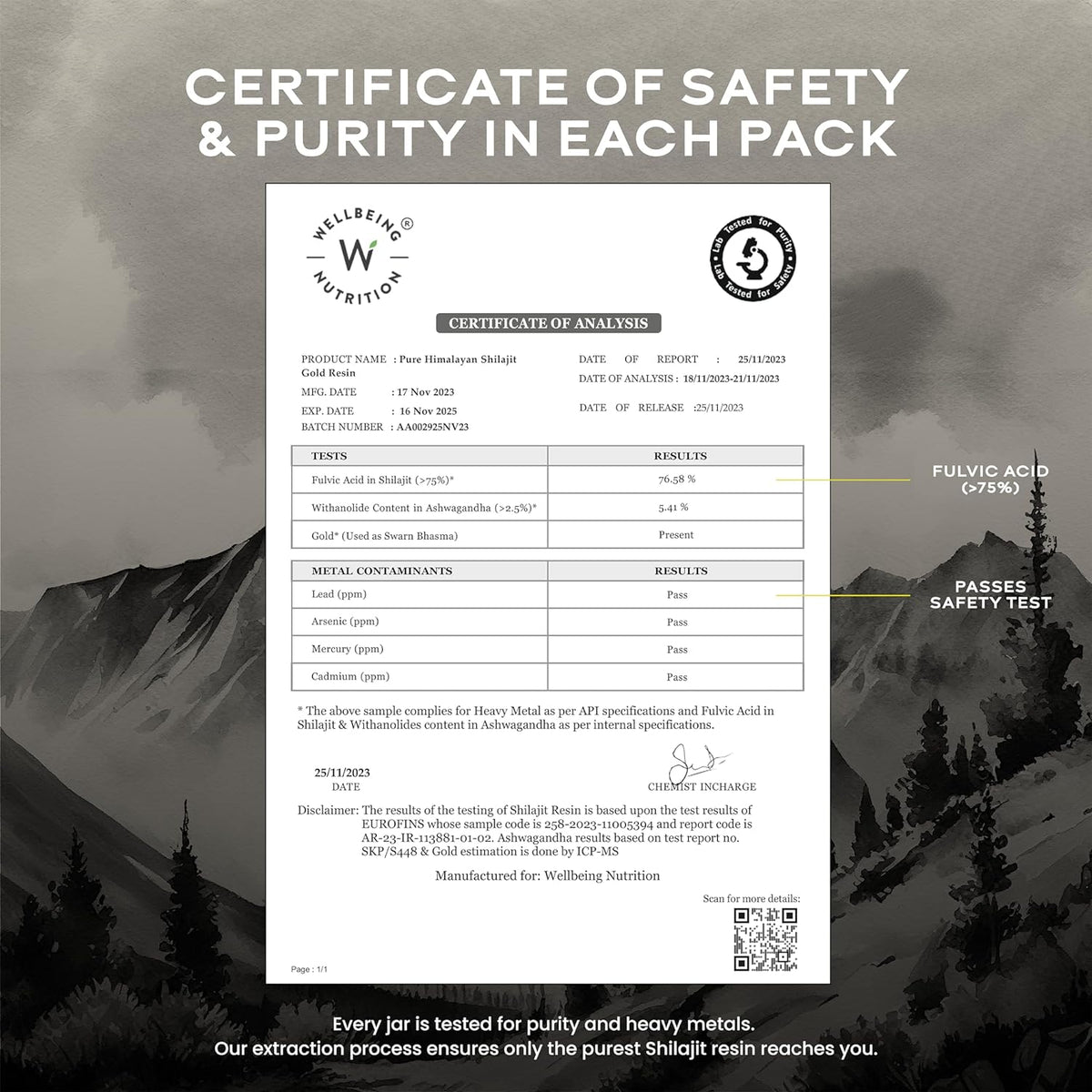 Wellbeing Nutrition Pure Himalayan Shilajit Gold Resin