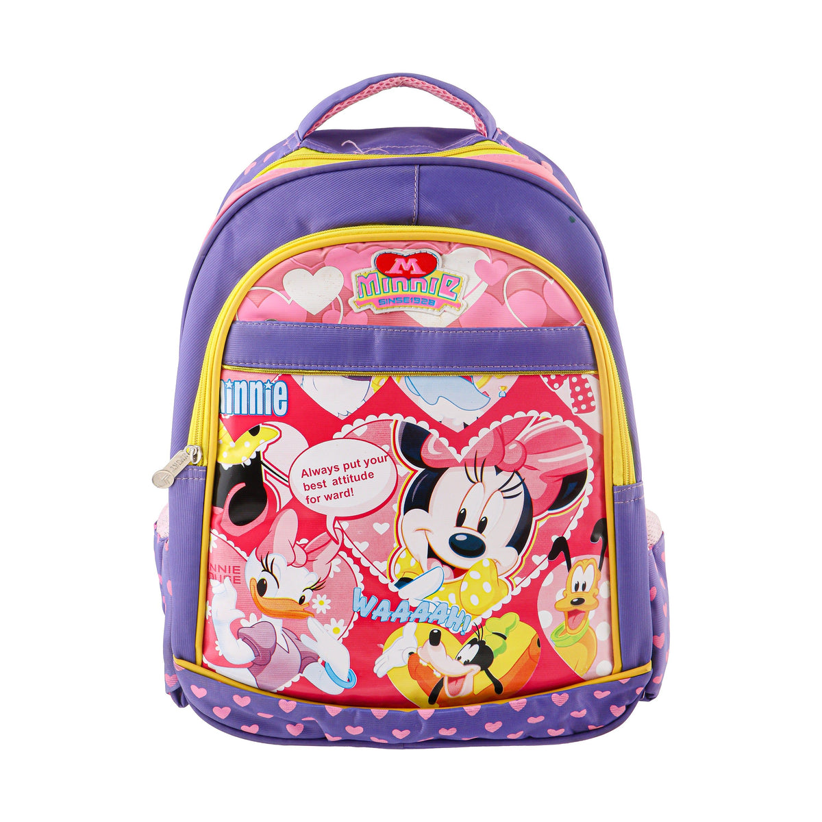 RSC C23 010, Kids School Backpack, Mickey Mouse and Friends Cartoon Design, Purple Pink
