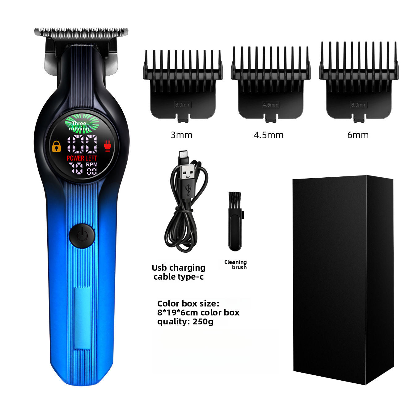 KN-1195 Hair Clipper with LED Display, USB Rechargeable