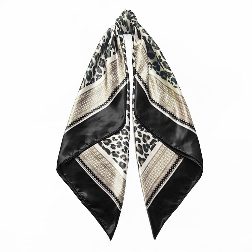 4Pcs Leopard Print Satin Square Scarf Set for Women 90cm