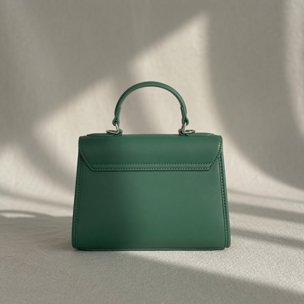 Jamila Designer Heritage Canvas Top Handle Bag, Emerald Green