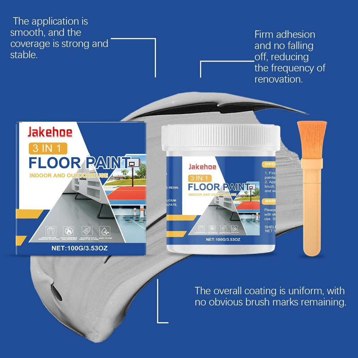 3-in-1 Floor Primer Waterproof, Anti-Abrasion, Quick-Dry for Home, Construction ,1 set