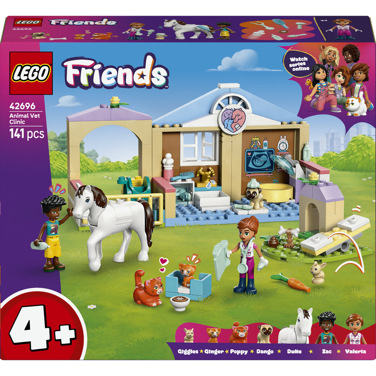 LEGO Friends Animal Vet Clinic 42696 Building Toy Set 141 Pieces, For Age 4+ Years