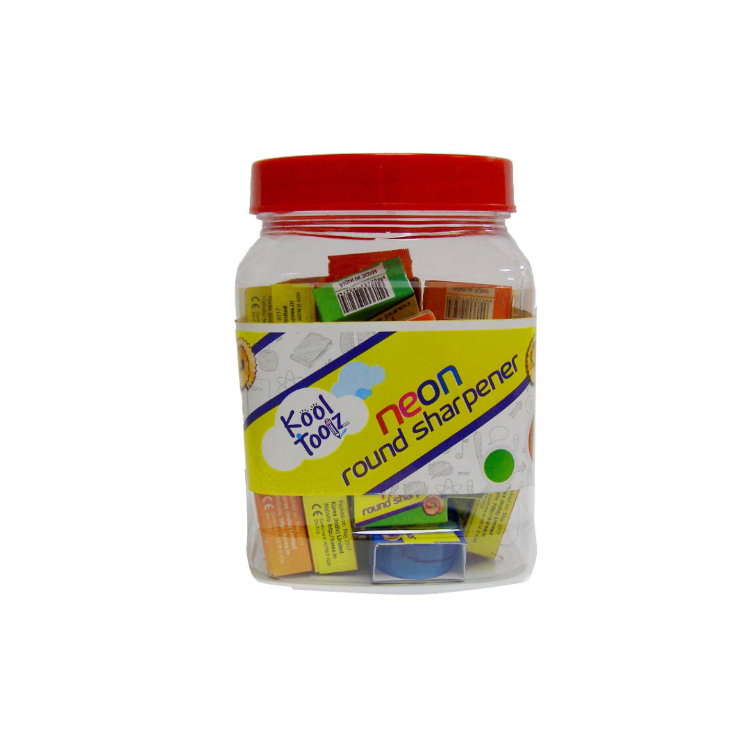 Kooltoolz Neon Plastic Sharpeners Jar, Round
