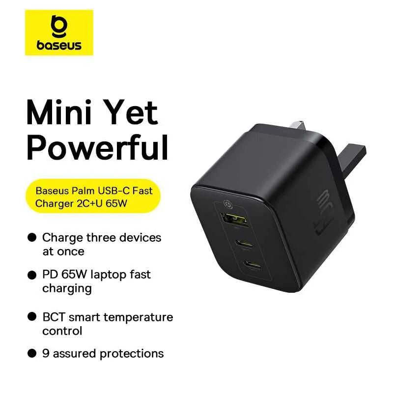 Baseus Palm Fast Charger 2C-U 65W Uk Cluster Black, P1011160D113-00