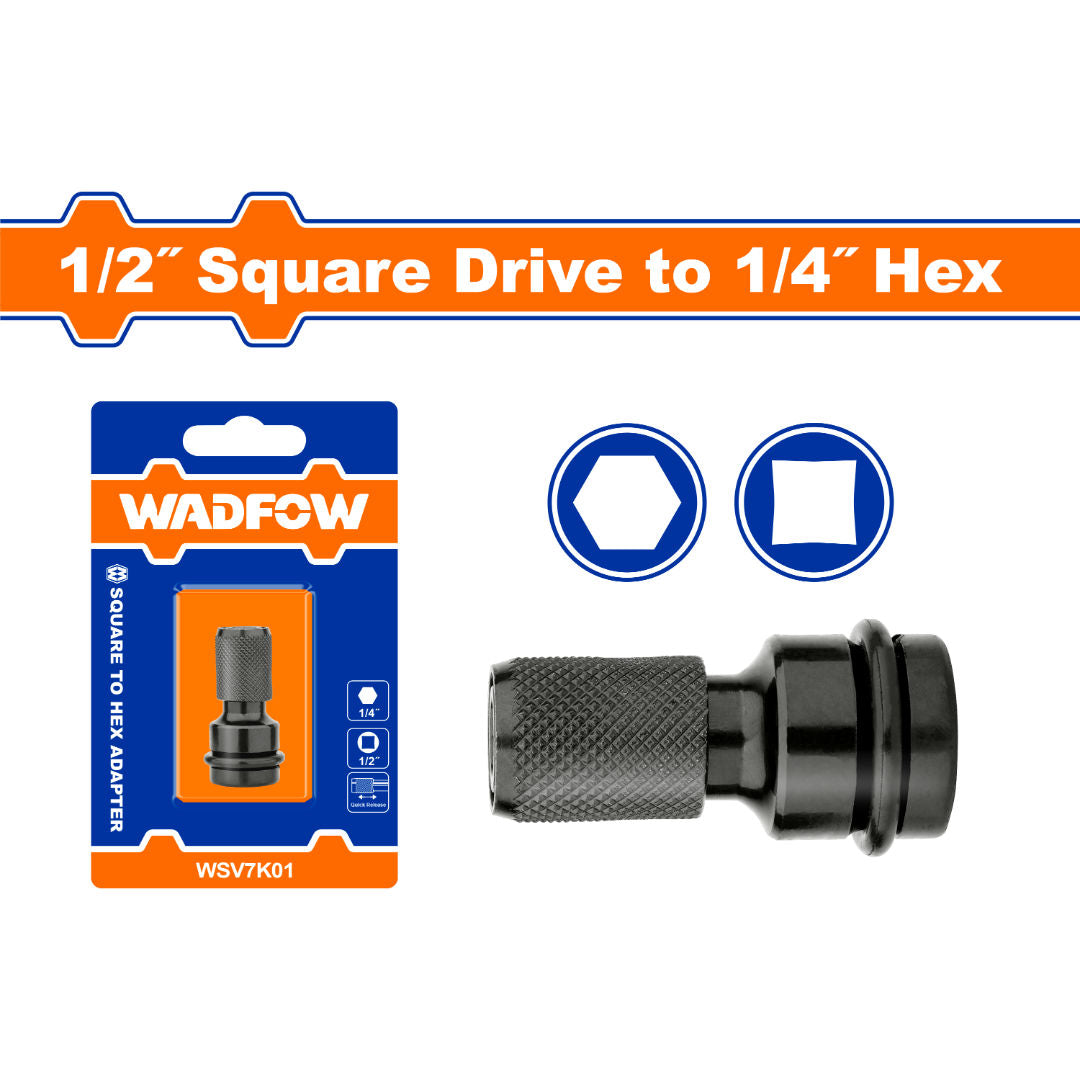 WADFOW Square To Hex Adapter, 1/2″ Square To 1/4″ Hex, 2″