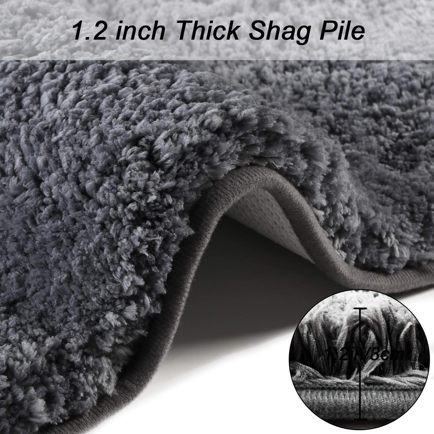 Fluffy Washable Non Slip Seavish Round Shag Rug