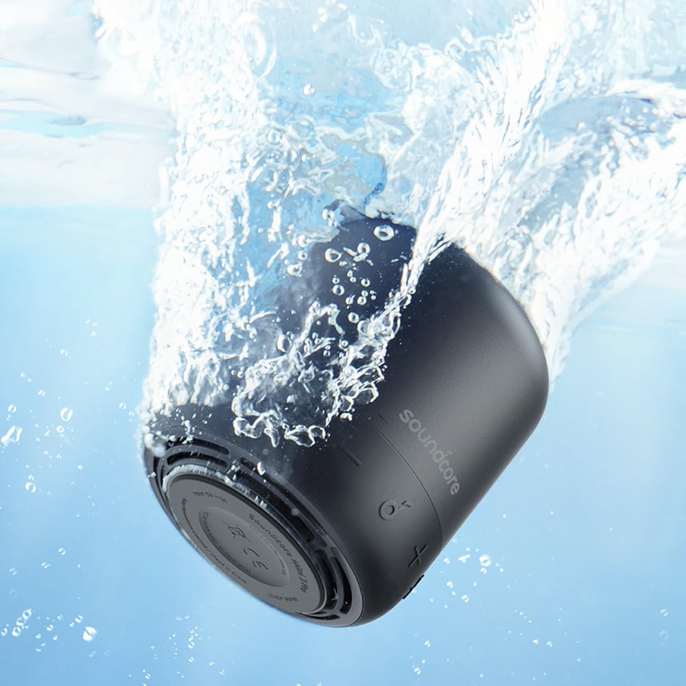 Anker Soundcore Mini 3 Pro Portable Bluetooth Speaker, 360° Sound, LED Lights, IPX7, 15H Playtime, Black
