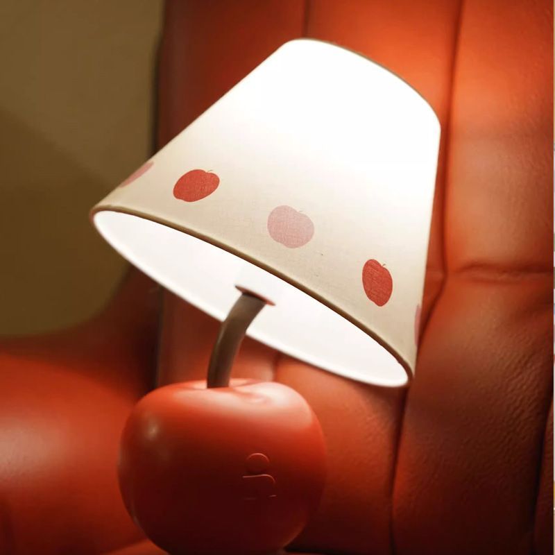 Apple Acrylic Table Lamp with Multicolor Striped Shade