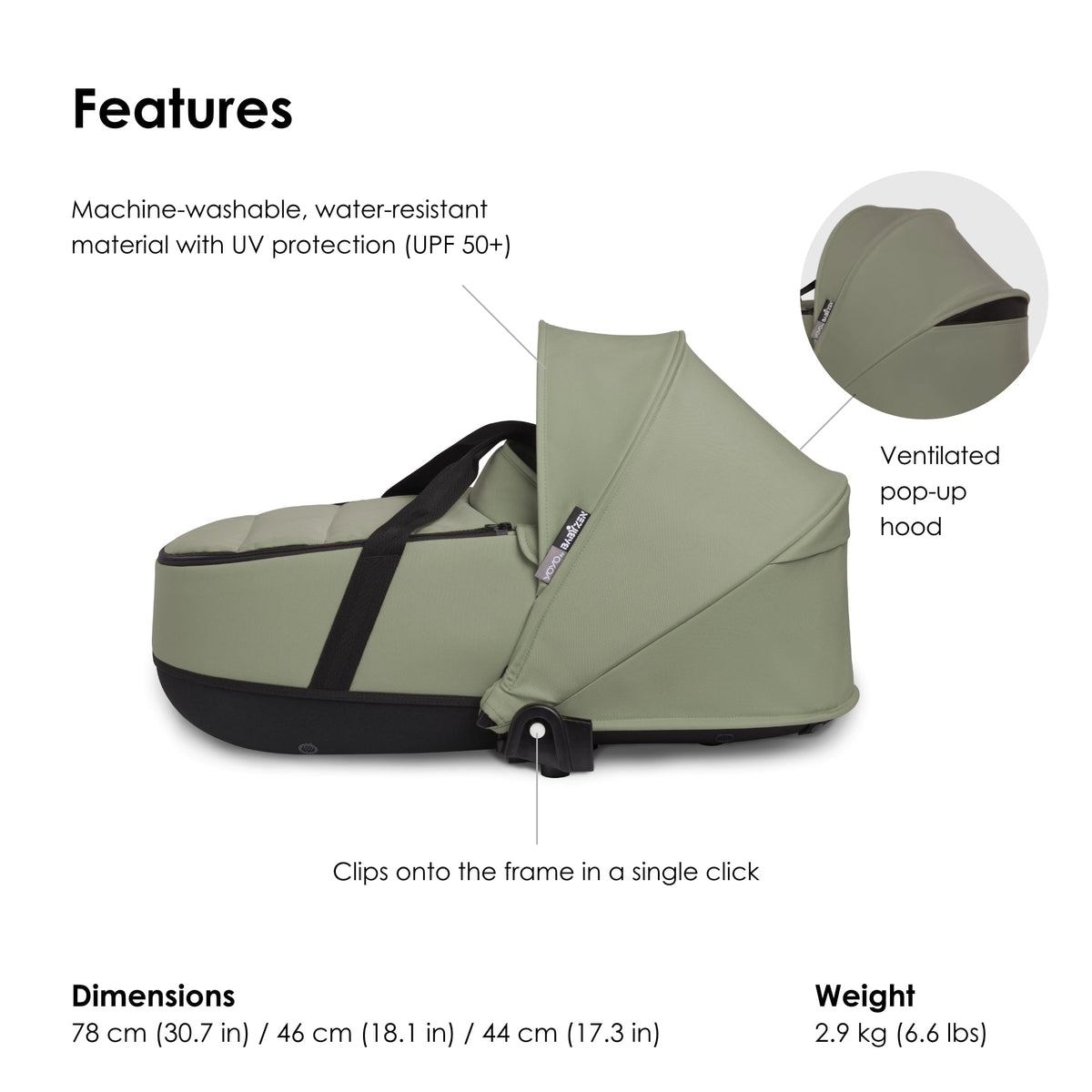 Babyzen - YOYO² Bassinet - Olive