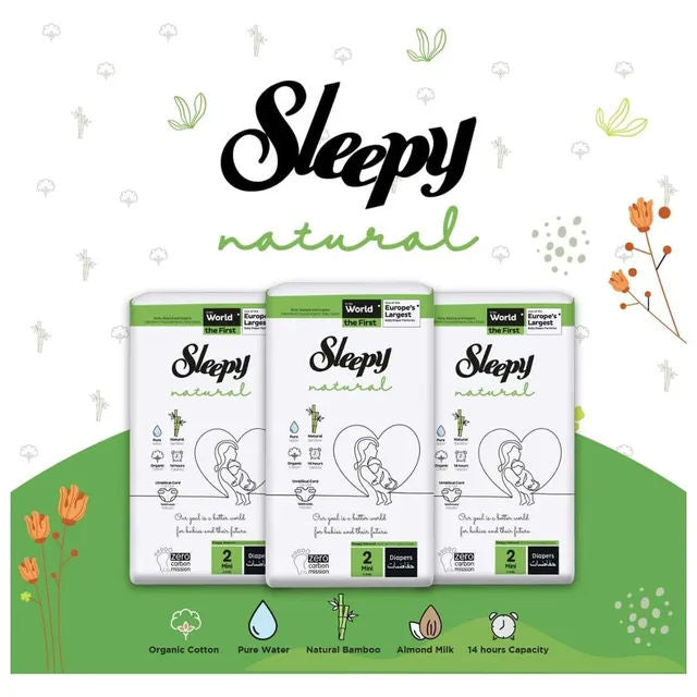 Sleepy - Natural Baby Diapers - Size 2 - 3-6 kg - 42 Diapers