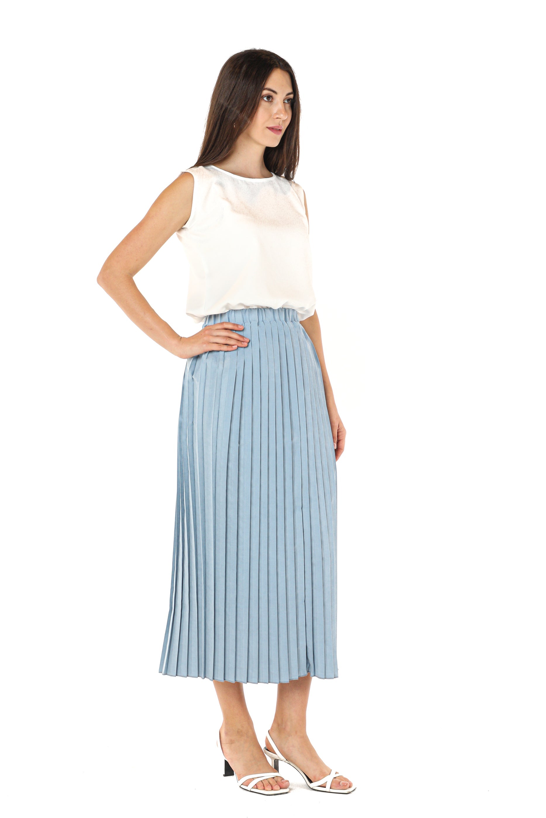 MOiSTREET Blue Shamua Pleated Skirt