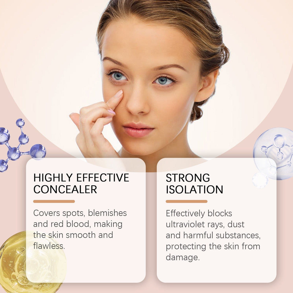 Concealing and Isolating Primer, Skin Perfecting, Blemish Cover, Natural Glow, Moisturizing ,40g