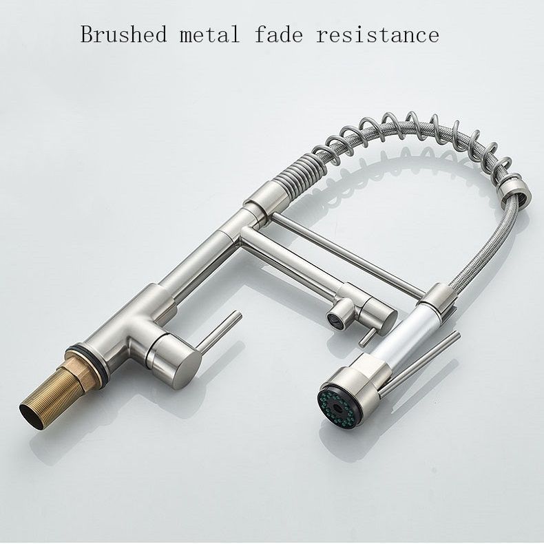 Kitchen Rotatable Spring Faucet , Specification: Brushed Brushed Silver