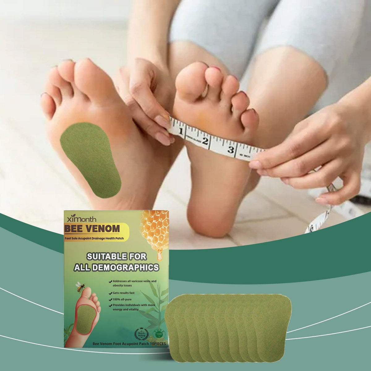Bee Venom Foot Patch for Slimming and Toning, Relax, Detox, Foot Care ,10pieces