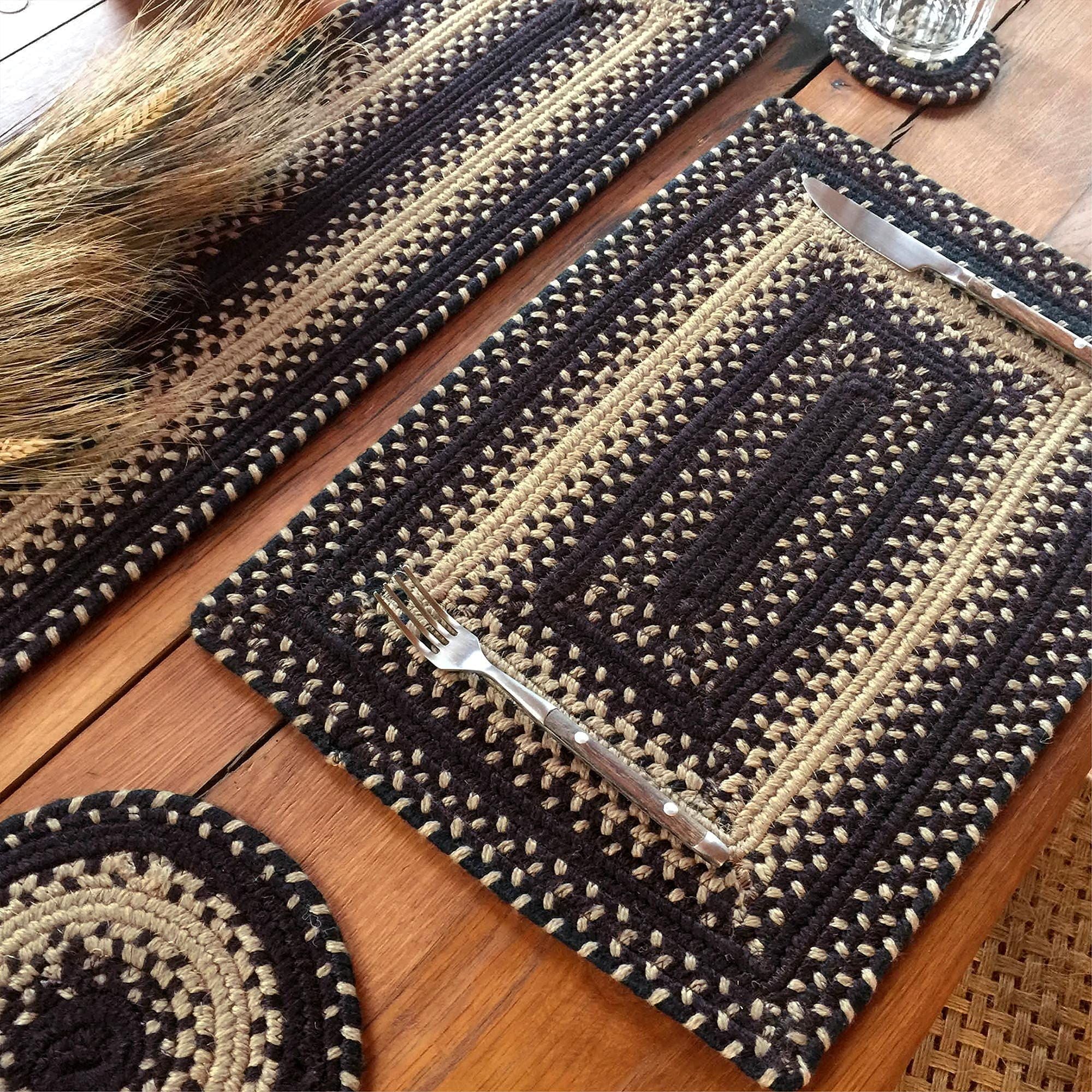 Set of 6 Manchester Braided Jute Reversible Round Placemats
